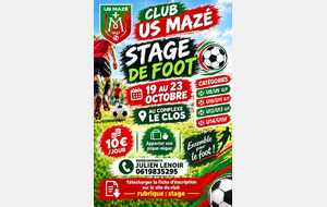 ⚽🔴🟢 LE STAGE DE FOOT DE L’US MAZÉ ARRIVE !🟢🔴⚽