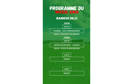 PROGRAMME U13 - U15F - U18F