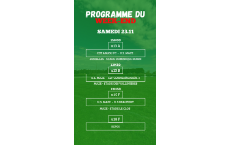 PROGRAMME U13 - U15F - U18F
