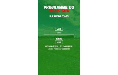 PROGRAMME U15F - U18F